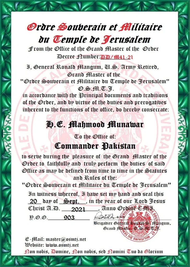 Mahmood designated Commander of Pakistan