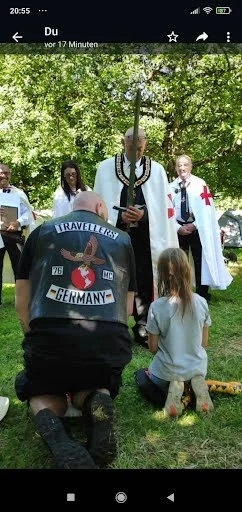 Dubbing a new Knight of Heart, with her support mentor.