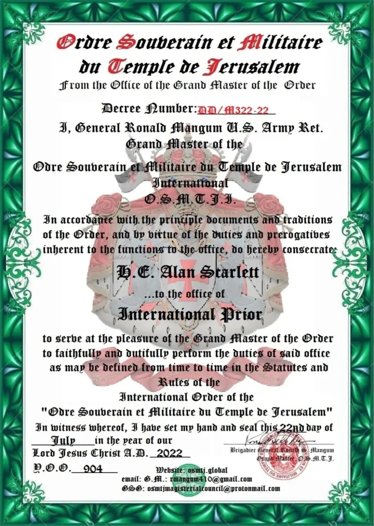 Alan Scarlett, International Prior